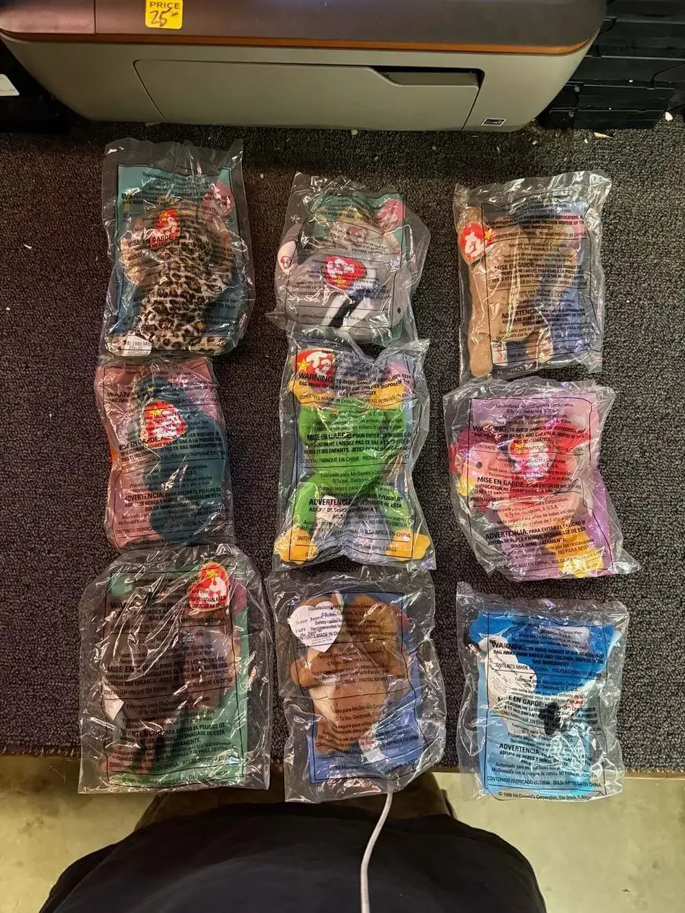 Set of 9 Vintage 1999 McDonald's Ty Teenie Beanie Babies Happy Meal Toys